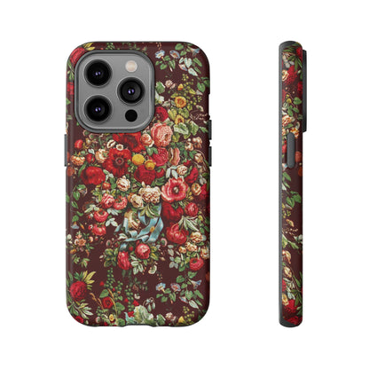 Burgundy Floral Tough Phone Case | Romantic Rose Botanical Case