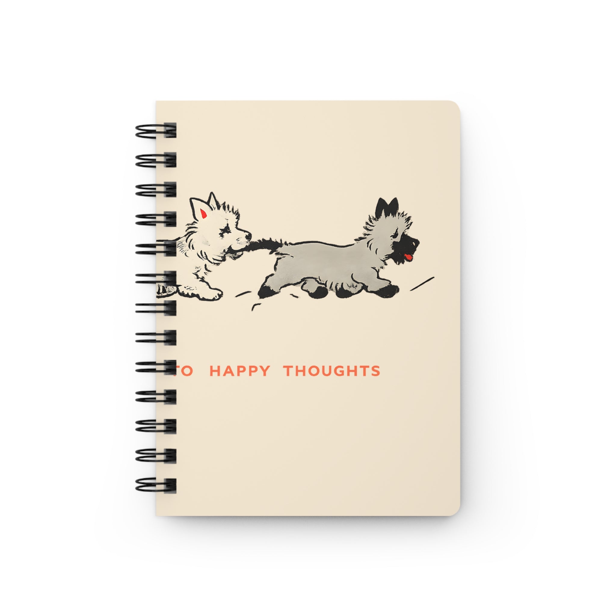 Retro Puppy Spiral Notebook – Cute Dog Journal, Vintage Lined Notebook, Soft Cream Aesthetic Writing Journal, Gift for Dog Lovers