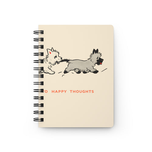Retro Puppy Spiral Notebook – Cute Dog Journal, Vintage Lined Notebook, Soft Cream Aesthetic Writing Journal, Gift for Dog Lovers