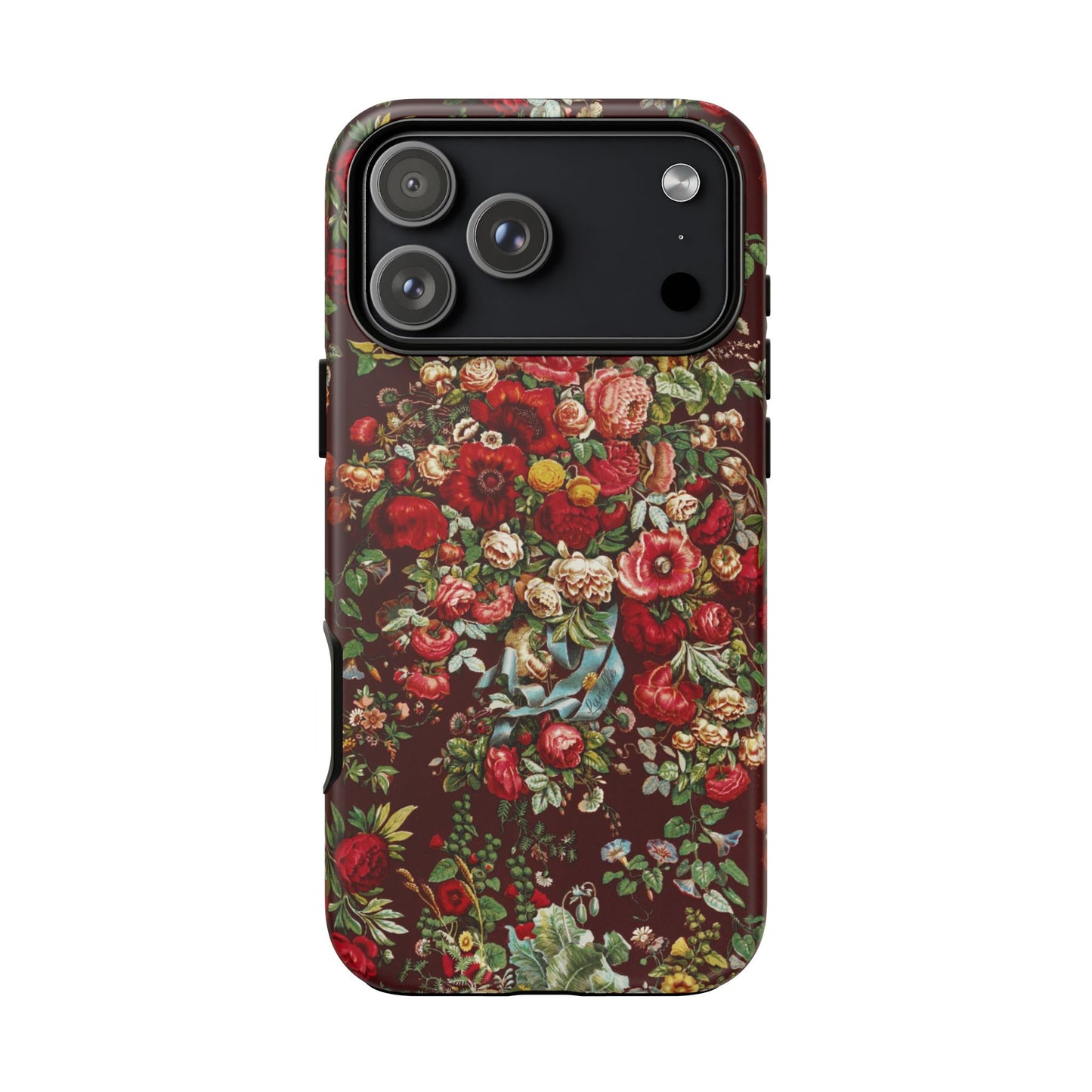 Burgundy Floral Tough Phone Case | Romantic Rose Botanical Case