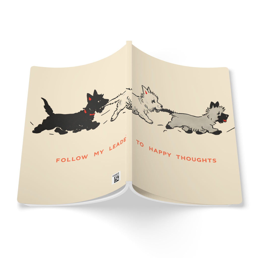 Softcover Journal — Retro Playful Puppies "To Happy Thoughts / Follow My Leader"