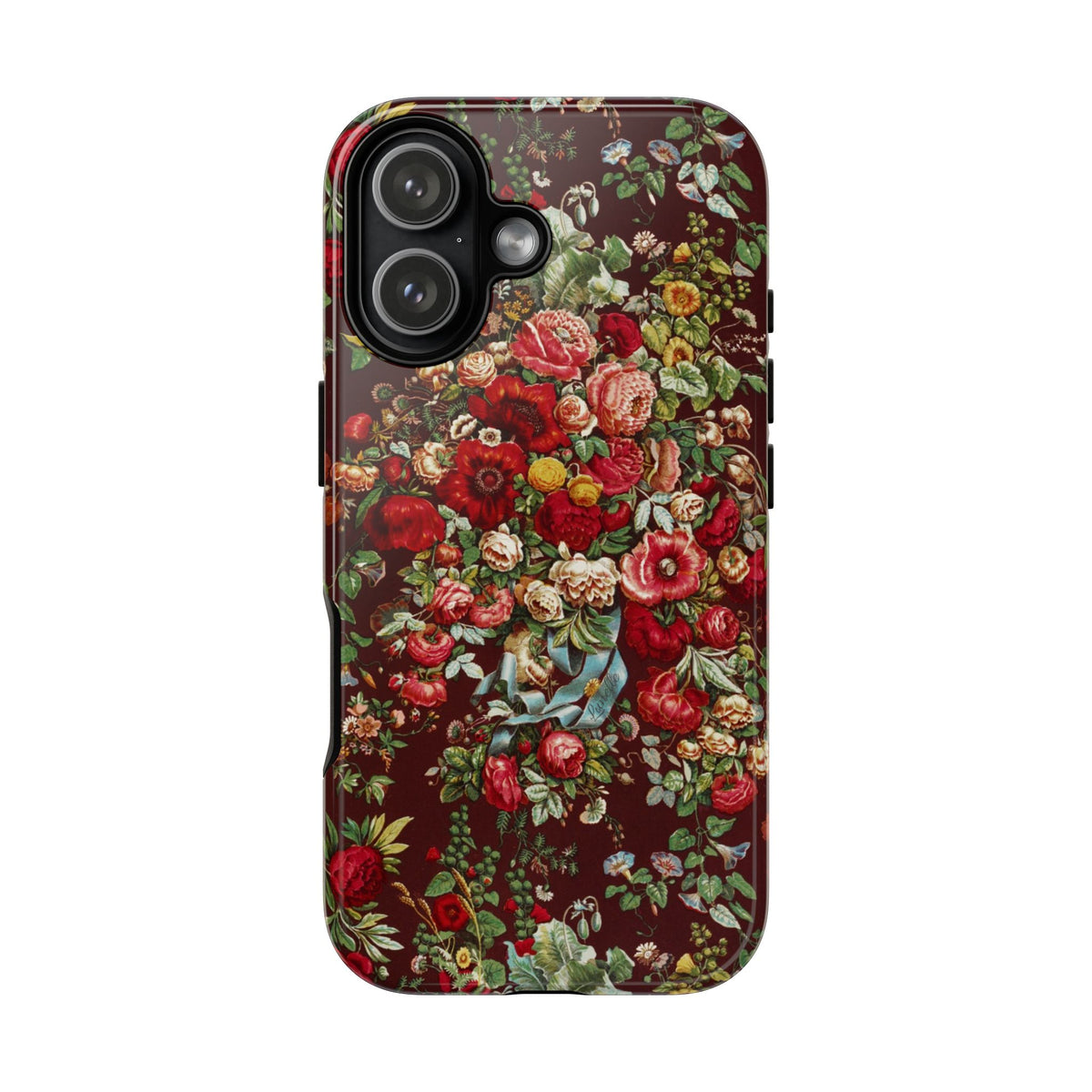 Burgundy Floral Tough Phone Case | Romantic Rose Botanical Case
