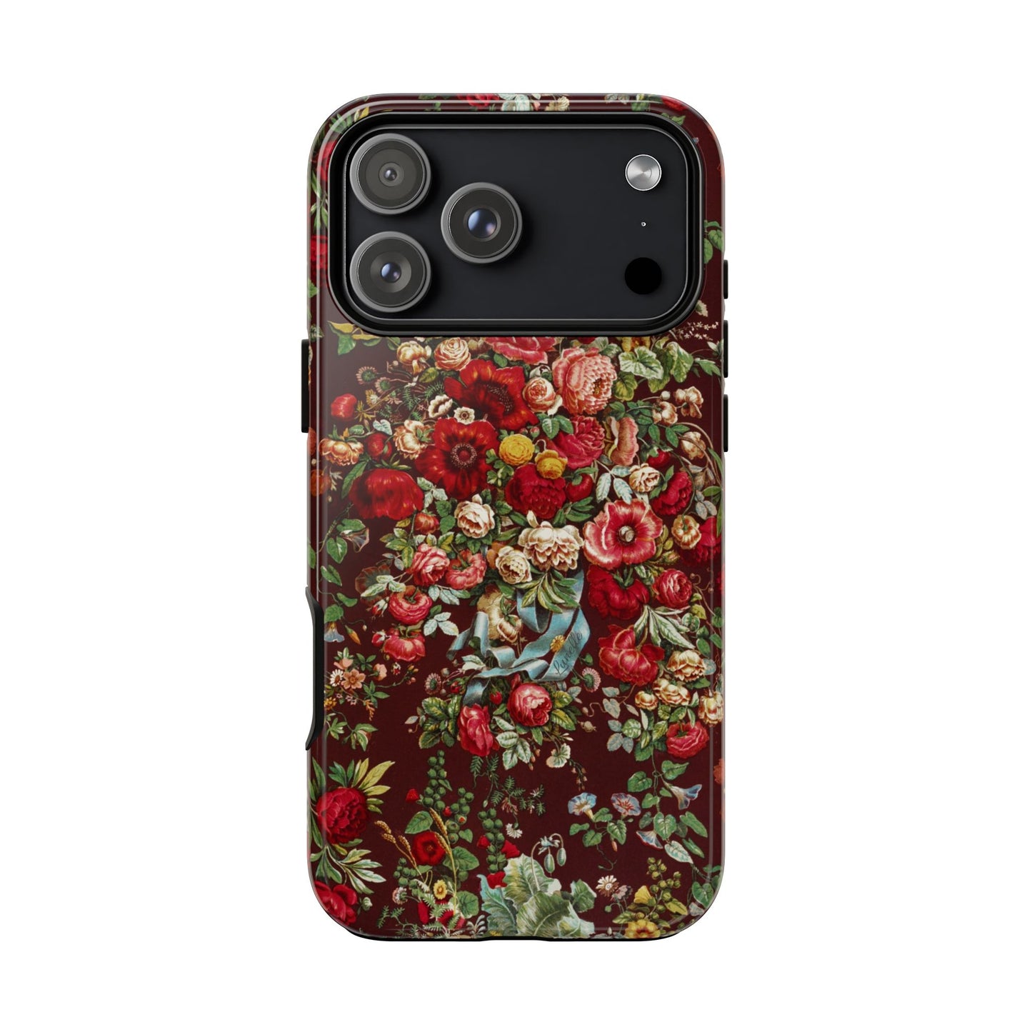 Burgundy Floral Tough Phone Case | Romantic Rose Botanical Case