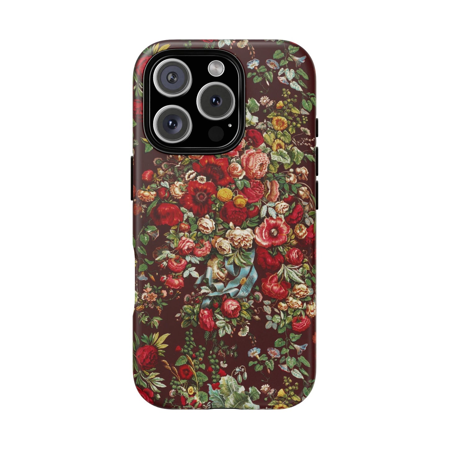 Burgundy Floral Tough Phone Case | Romantic Rose Botanical Case