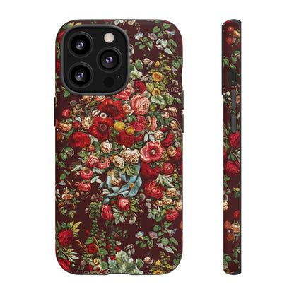 Burgundy Floral Tough Phone Case | Romantic Rose Botanical Case
