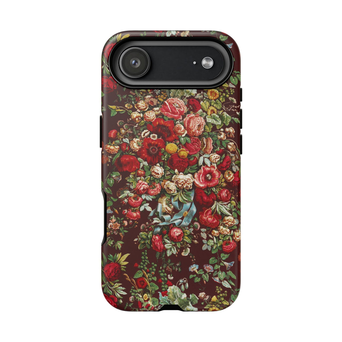 Burgundy Floral Tough Phone Case | Romantic Rose Botanical Case