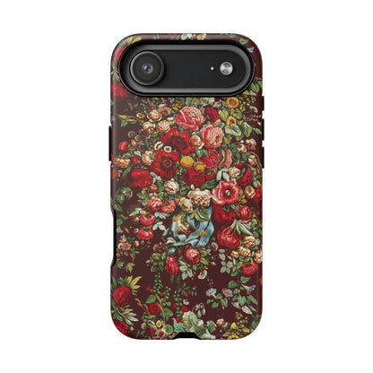 Burgundy Floral Tough Phone Case | Romantic Rose Botanical Case