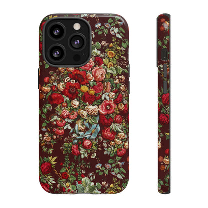Burgundy Floral Tough Phone Case | Romantic Rose Botanical Case