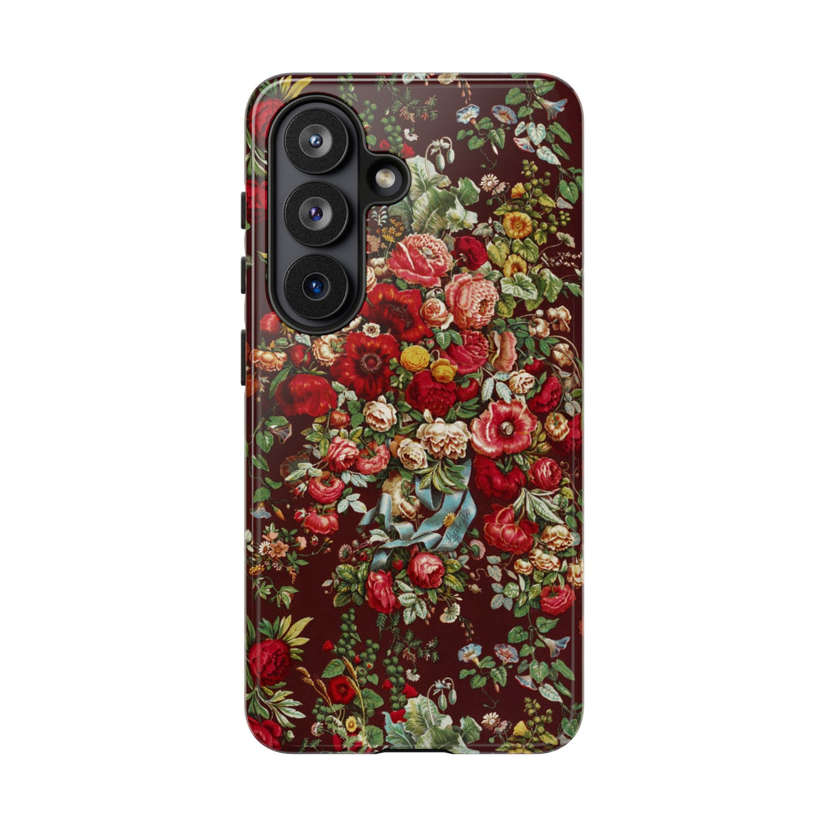 Burgundy Floral Tough Phone Case | Romantic Rose Botanical Case