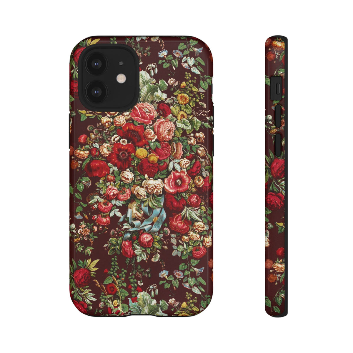Burgundy Floral Tough Phone Case | Romantic Rose Botanical Case