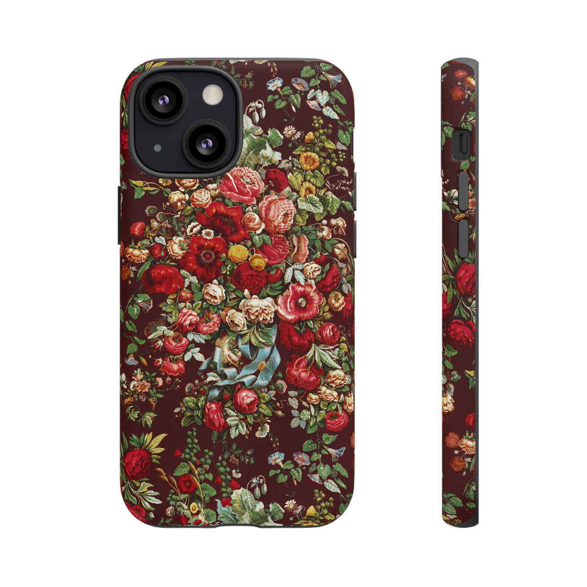 Burgundy Floral Tough Phone Case | Romantic Rose Botanical Case