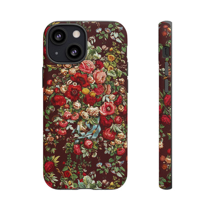 Burgundy Floral Tough Phone Case | Romantic Rose Botanical Case