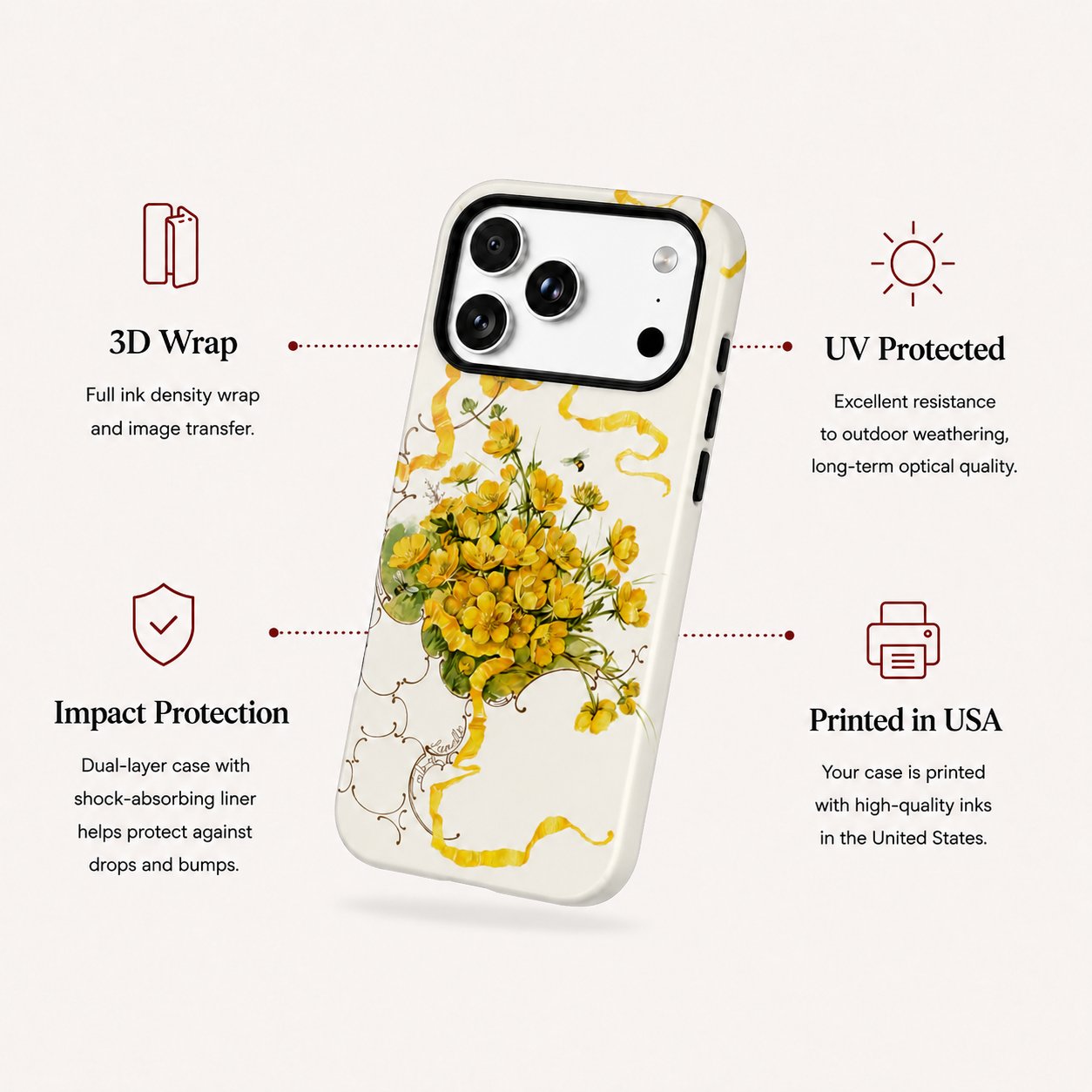 Golden Ribbon Bouquet | Tough Phone Case