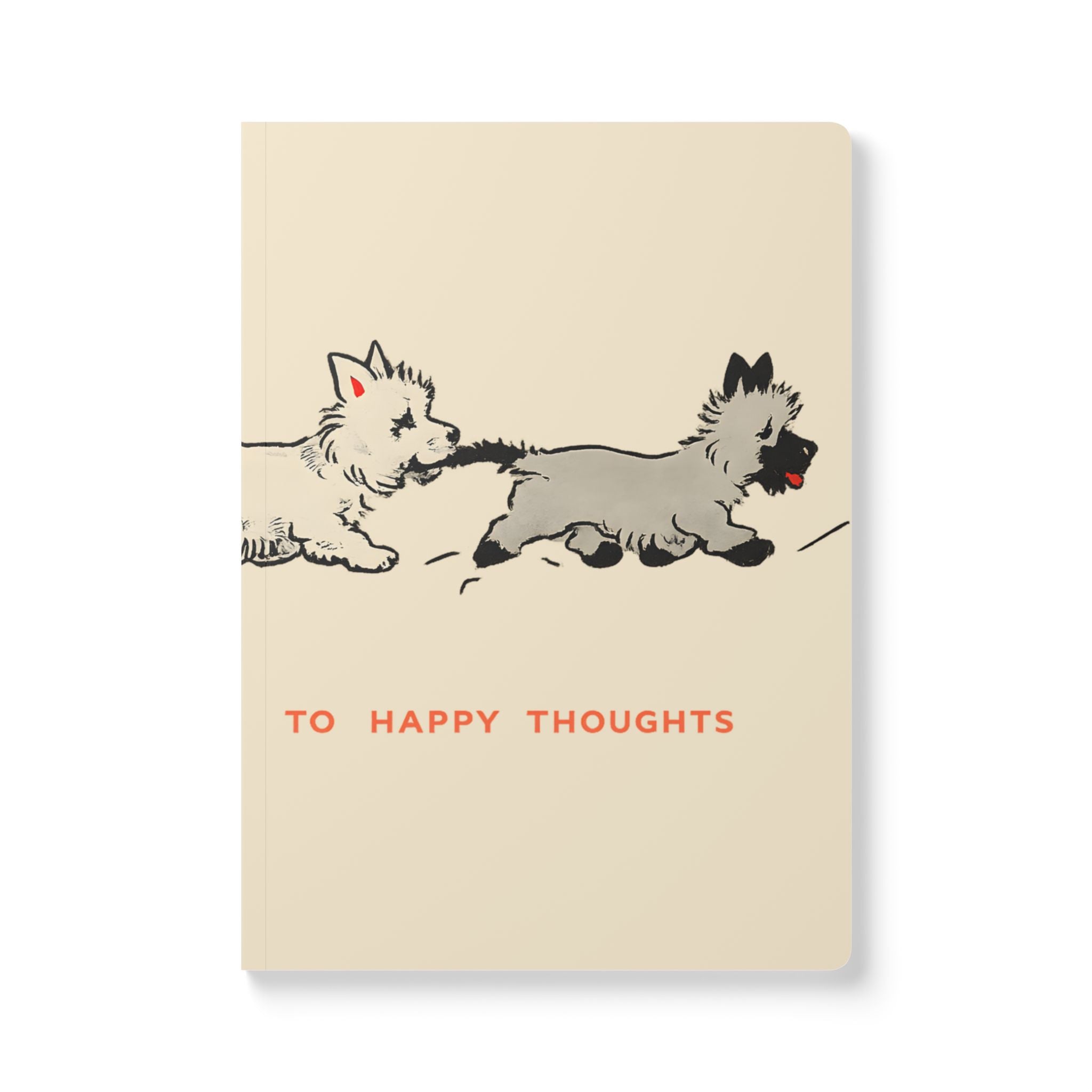 Softcover Journal — Retro Playful Puppies "To Happy Thoughts / Follow My Leader"