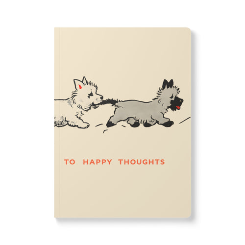 Softcover Journal — Retro Playful Puppies "To Happy Thoughts / Follow My Leader"