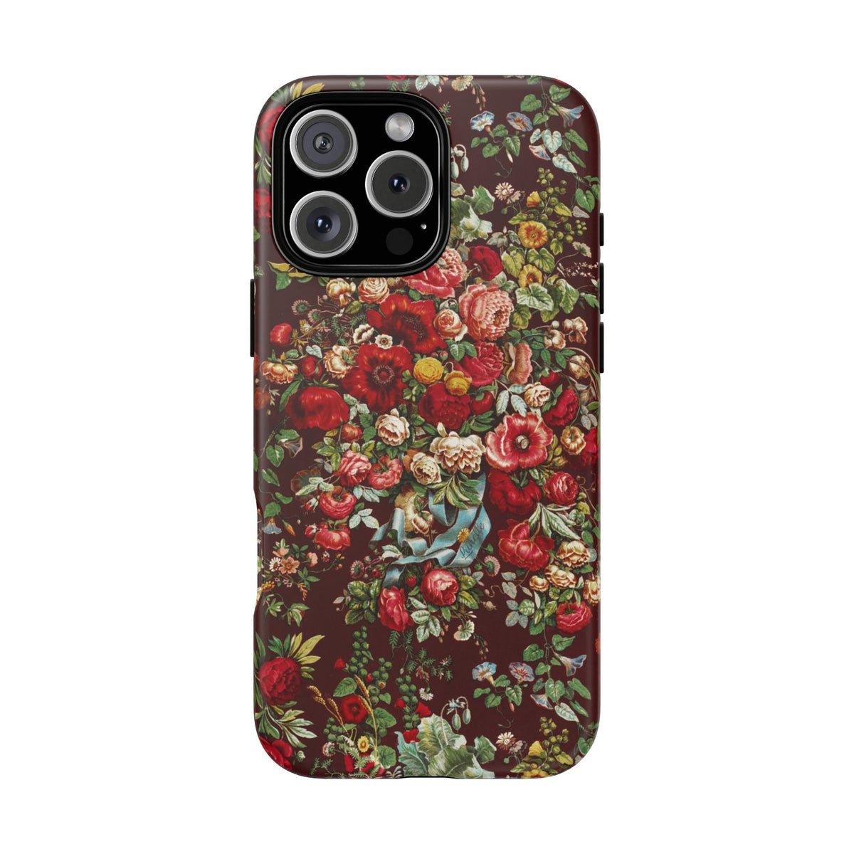 Burgundy Floral Tough Phone Case | Romantic Rose Botanical Case