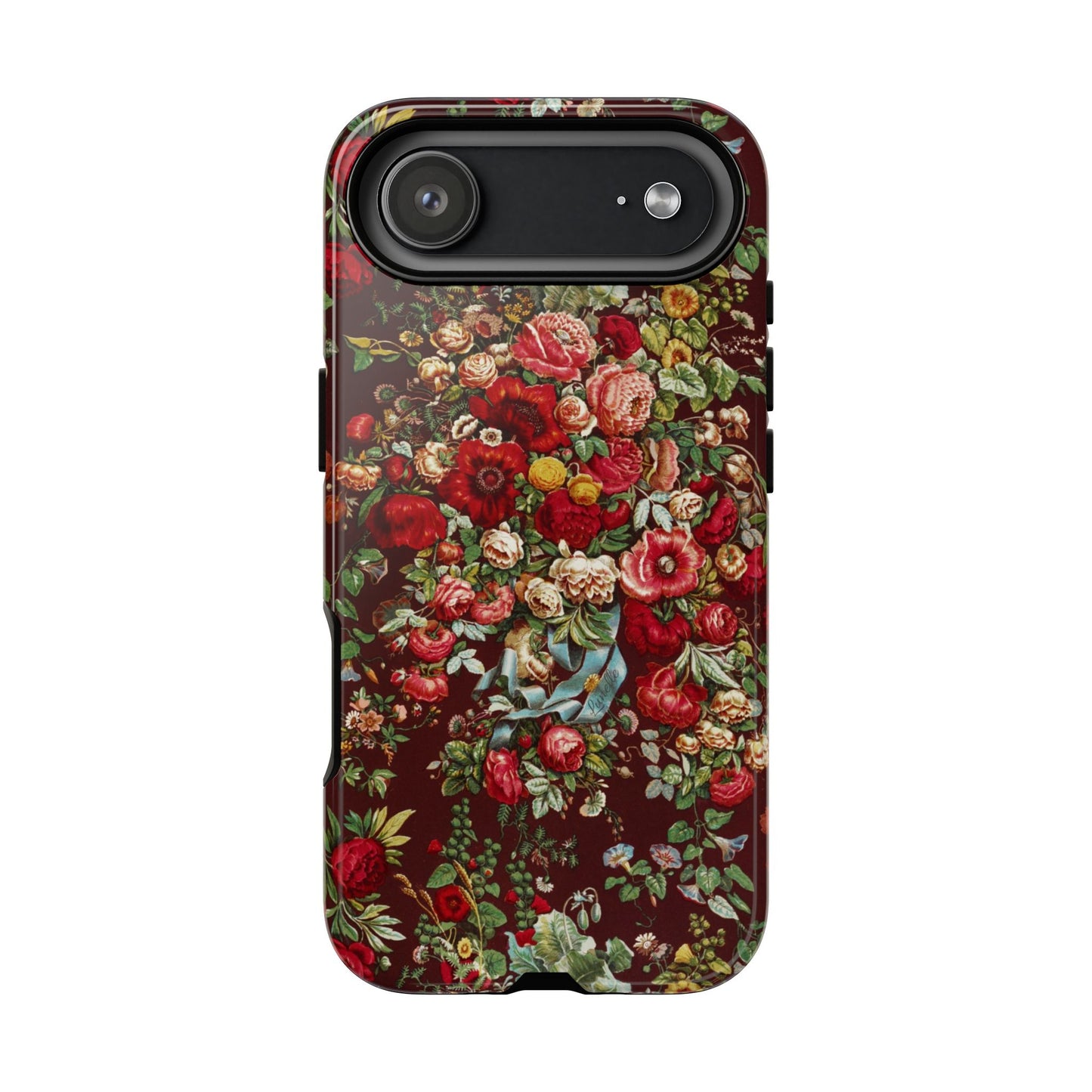Burgundy Floral Tough Phone Case | Romantic Rose Botanical Case