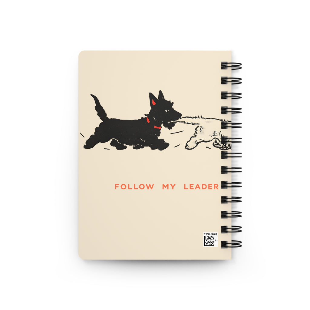 Retro Puppy Spiral Notebook – Cute Dog Journal, Vintage Lined Notebook, Soft Cream Aesthetic Writing Journal, Gift for Dog Lovers