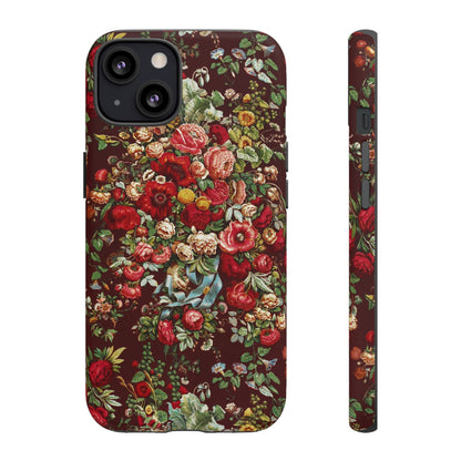 Burgundy Floral Tough Phone Case | Romantic Rose Botanical Case
