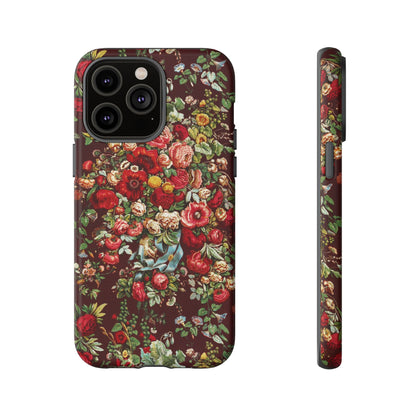 Burgundy Floral Tough Phone Case | Romantic Rose Botanical Case