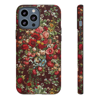 Burgundy Floral Tough Phone Case | Romantic Rose Botanical Case