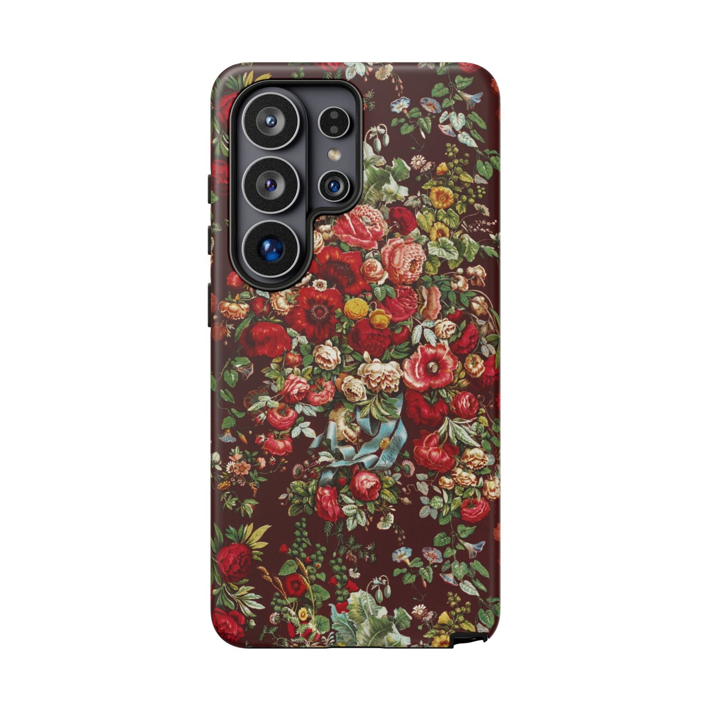 Burgundy Floral Tough Phone Case | Romantic Rose Botanical Case
