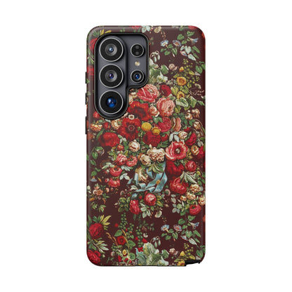 Burgundy Floral Tough Phone Case | Romantic Rose Botanical Case