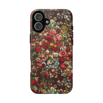 Burgundy Floral Tough Phone Case | Romantic Rose Botanical Case