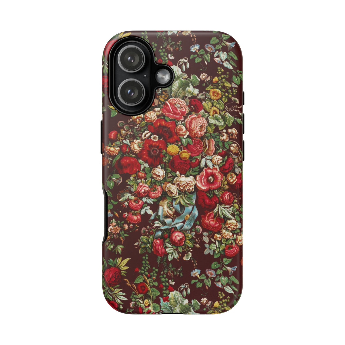 Burgundy Floral Tough Phone Case | Romantic Rose Botanical Case