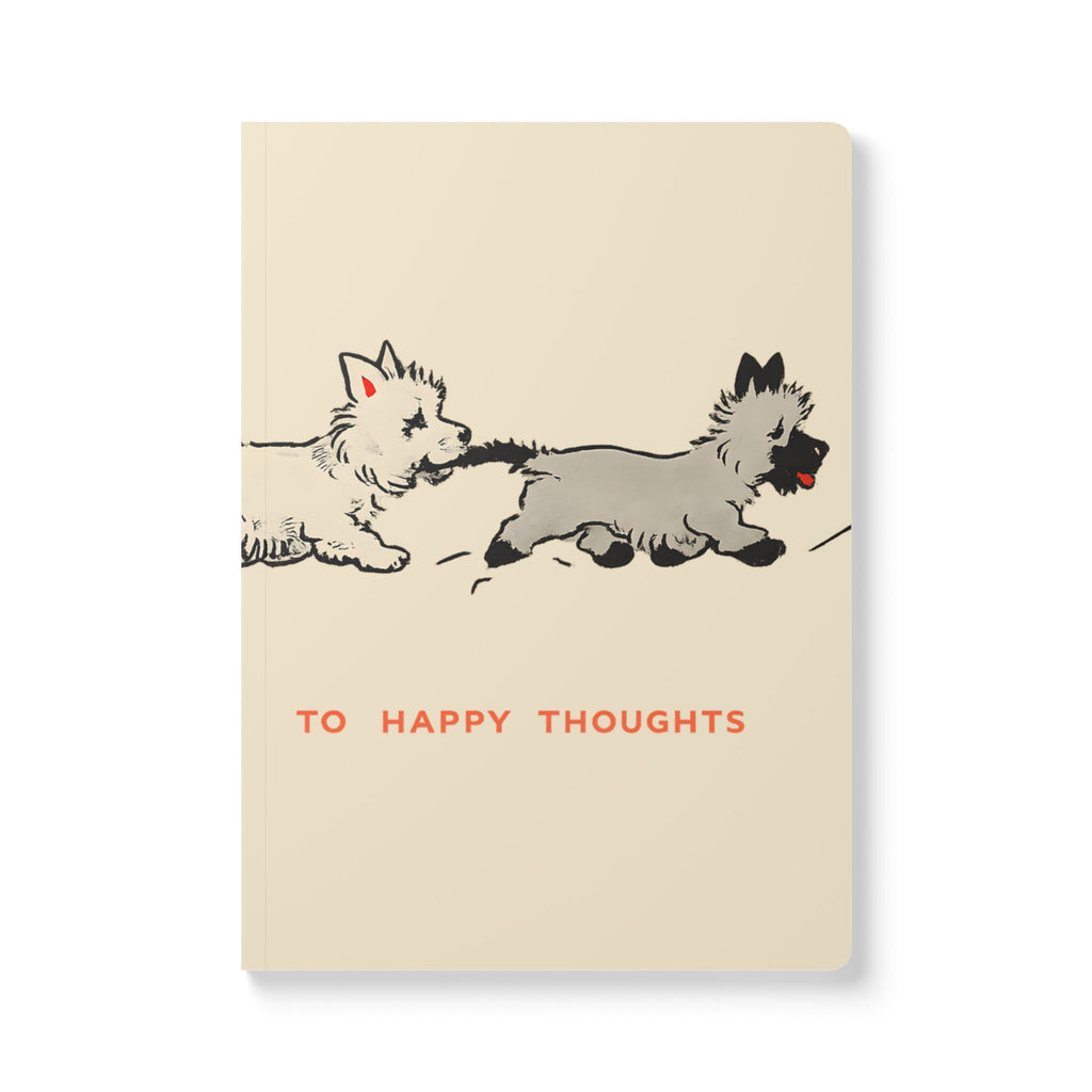 Softcover Journal — Retro Playful Puppies "To Happy Thoughts / Follow My Leader"