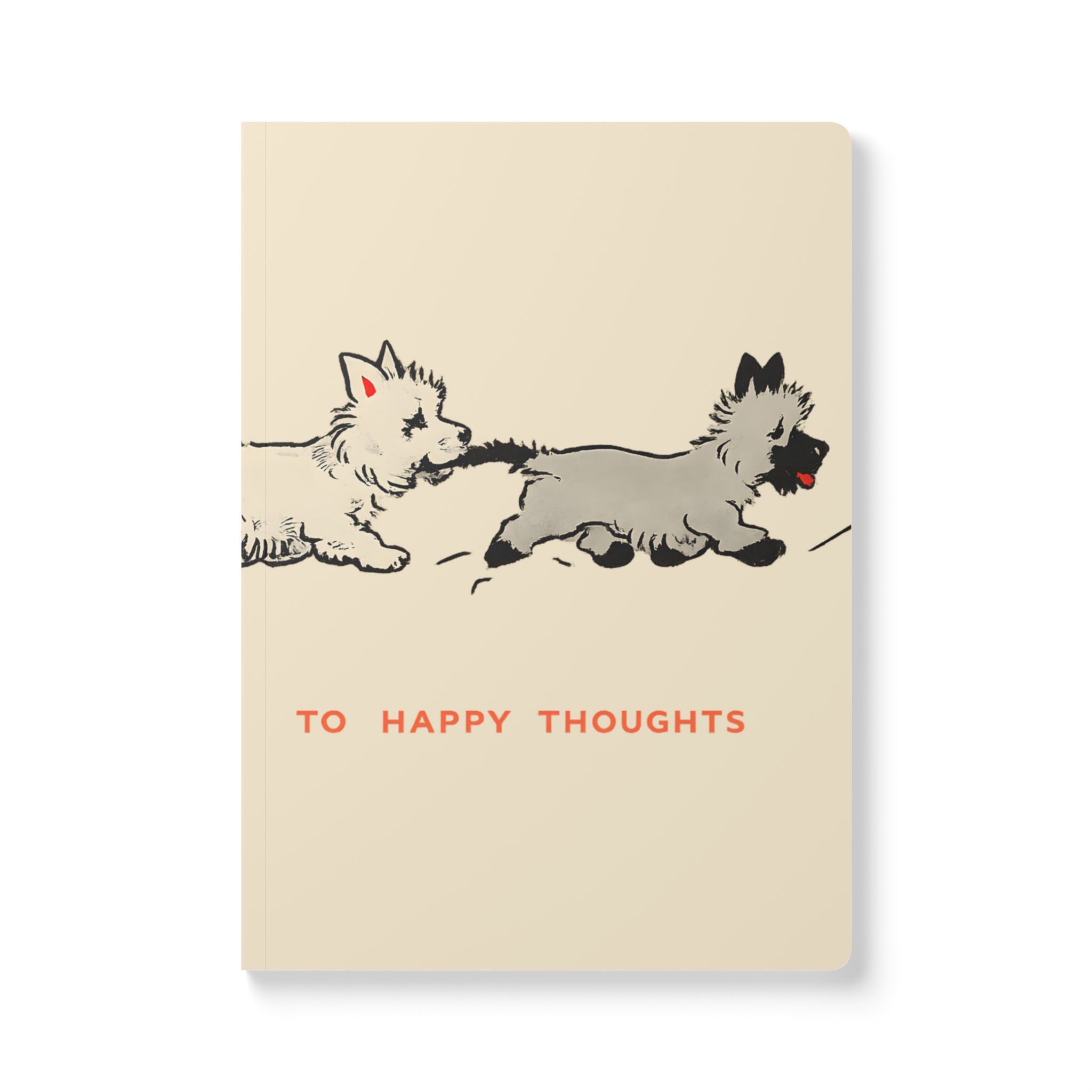 Softcover Journal — Retro Playful Puppies "To Happy Thoughts / Follow My Leader"