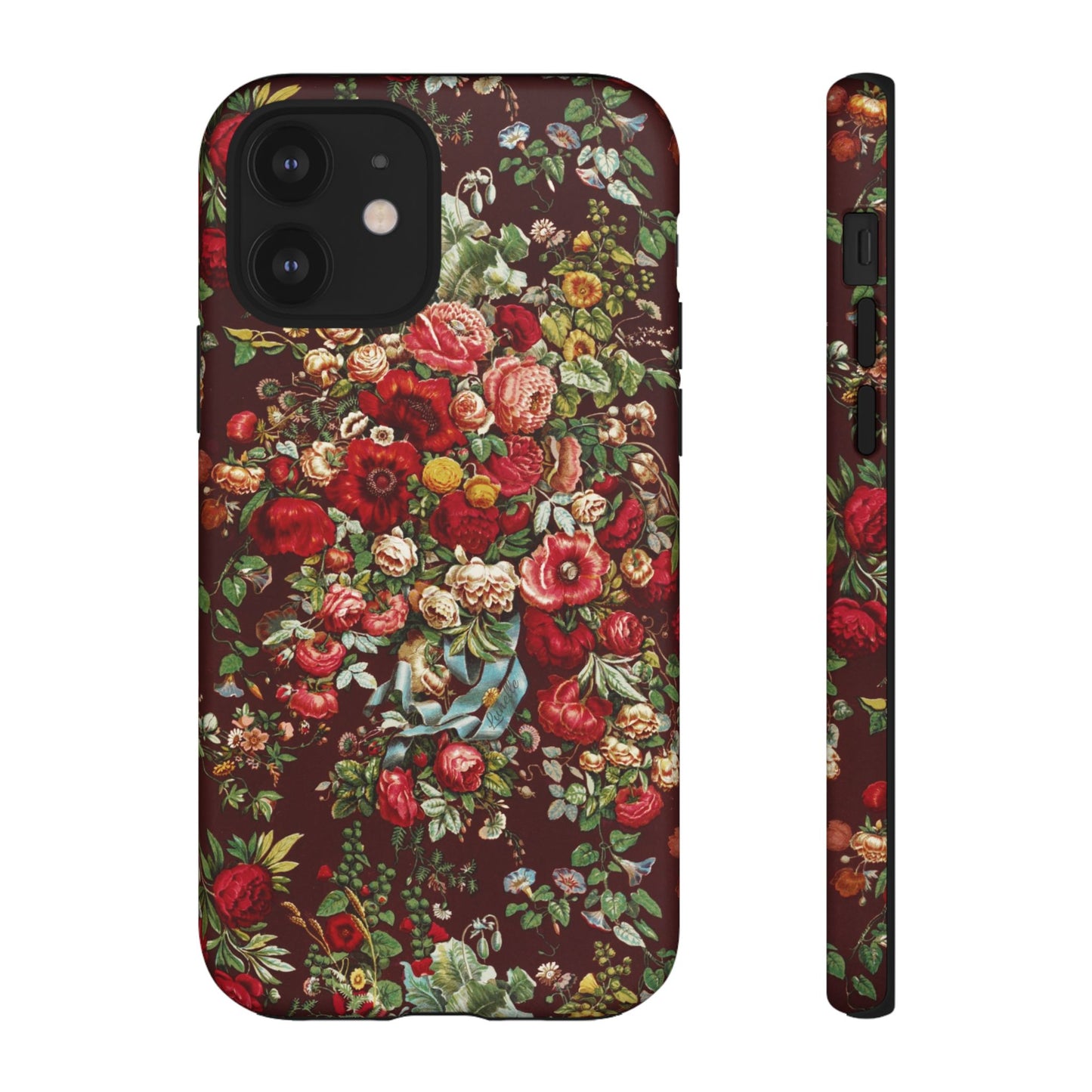 Burgundy Floral Tough Phone Case | Romantic Rose Botanical Case