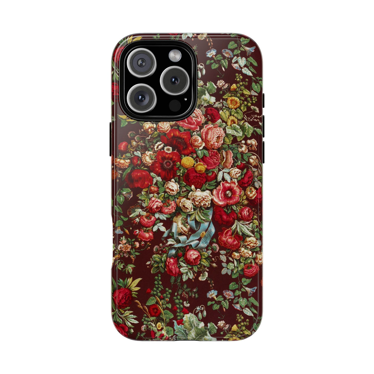 Burgundy Floral Tough Phone Case | Romantic Rose Botanical Case
