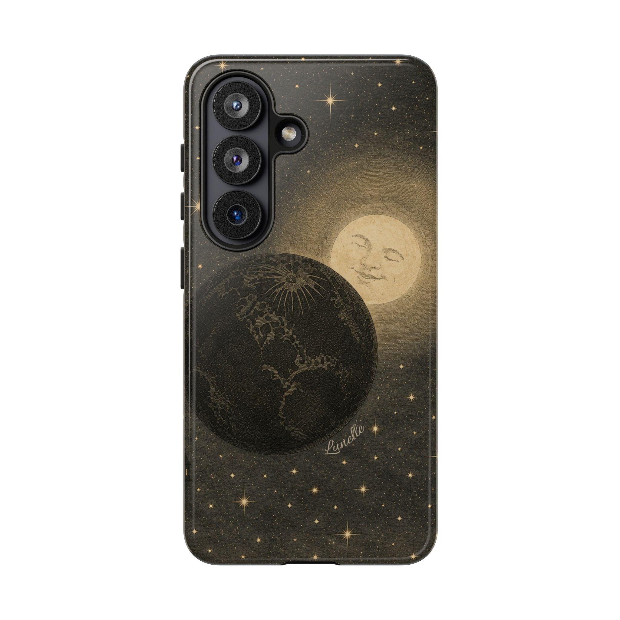 Celestial Moon & Earth Tough Phone Case — Vintage Starry Sky Protection