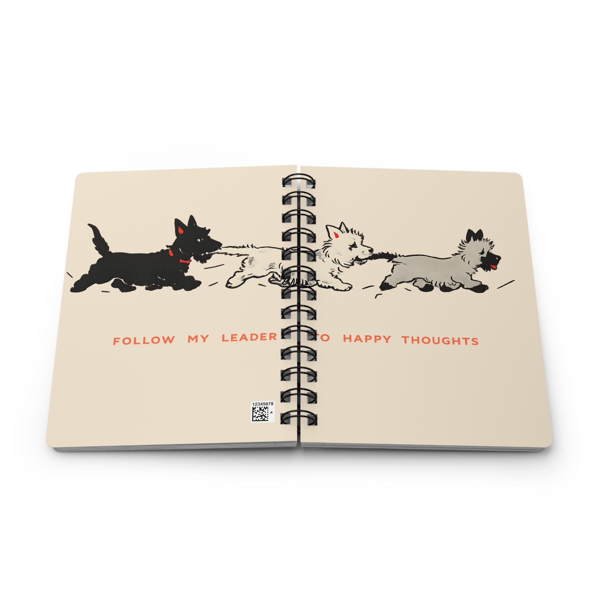 Retro Puppy Spiral Notebook – Cute Dog Journal, Vintage Lined Notebook, Soft Cream Aesthetic Writing Journal, Gift for Dog Lovers